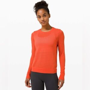Lululemon Breeze By Long Sleeve 12 Coral Ventilated Athleisure Gym Run Light